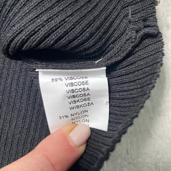 NEW Collection Rhinestone Fringe Trim Ribbed Stretchy Crop Tank Top Black Sz S/M - Picture 8 of 10